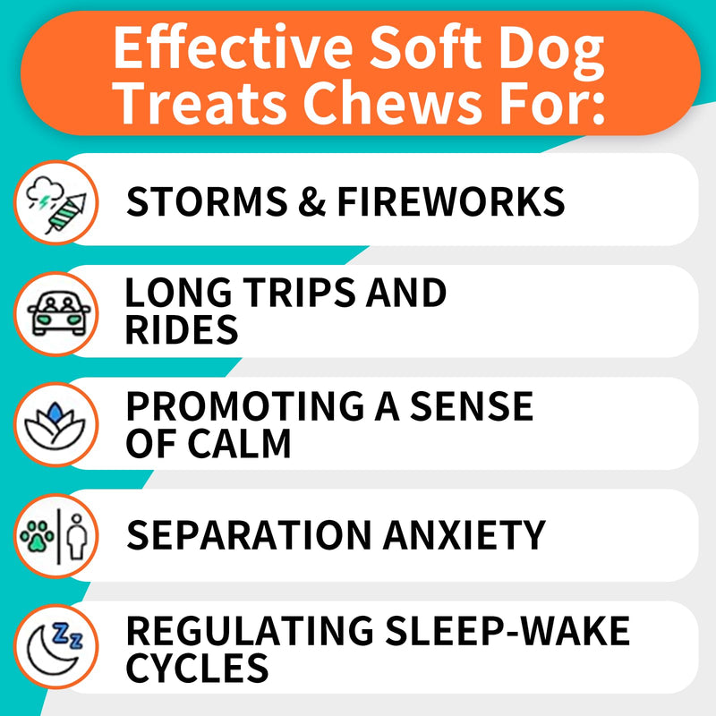 Calming Chews for Dogs, Dog Calming Treats with Hemp, Valerian Root, Organic Chamomile, Dog Anxiety Relief Aid with Thunder, Fireworks, Separation, Barking, Stress Relief (Chicken, 120 Chews) Chicken - PawsPlanet Australia