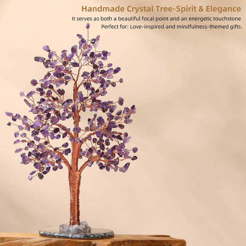 Hopeseed Amethyst Chakra Crystal Tree of Life Handmade Bonsai Healing Crystals Tree for Home, Desk, Living Room, Office Decor for Positive Energy, Good Luck Birthday Gift for Women, Mom, Men Amethyst Chakra Tree