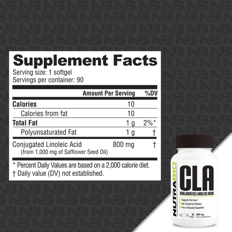 [Australia] - NutraBio CLA Conjugated Linoleic Acid Supplement, 800mg - 90 Softgels 