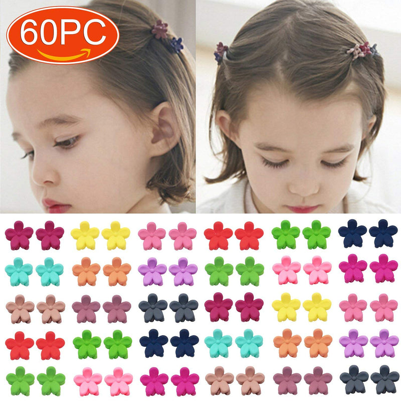 [Australia] - 60pcs Baby Girl Mini Hair Claw Clips Flower Hair Bangs Pin Baby Girl Hair Accessories Clips Multicolor-Flower 