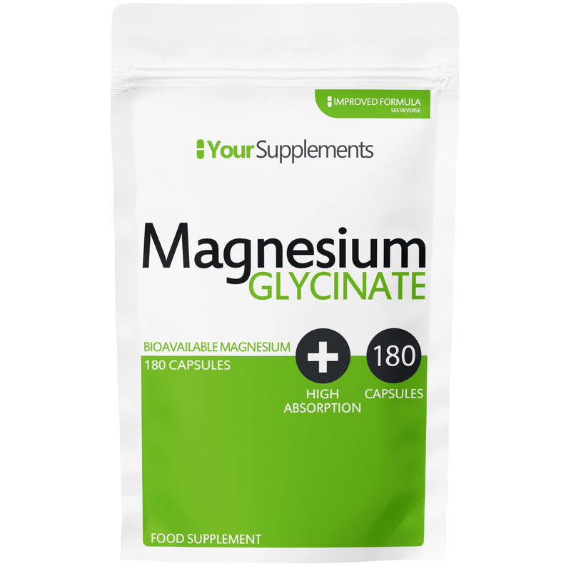 Magnesium Glycinate by Your Supplements | UK Made | True Unblended Bisglycinate | 180 High Absorption Capsules | Suitable for Vegetarians & Vegans 180 count (Pack of 1)