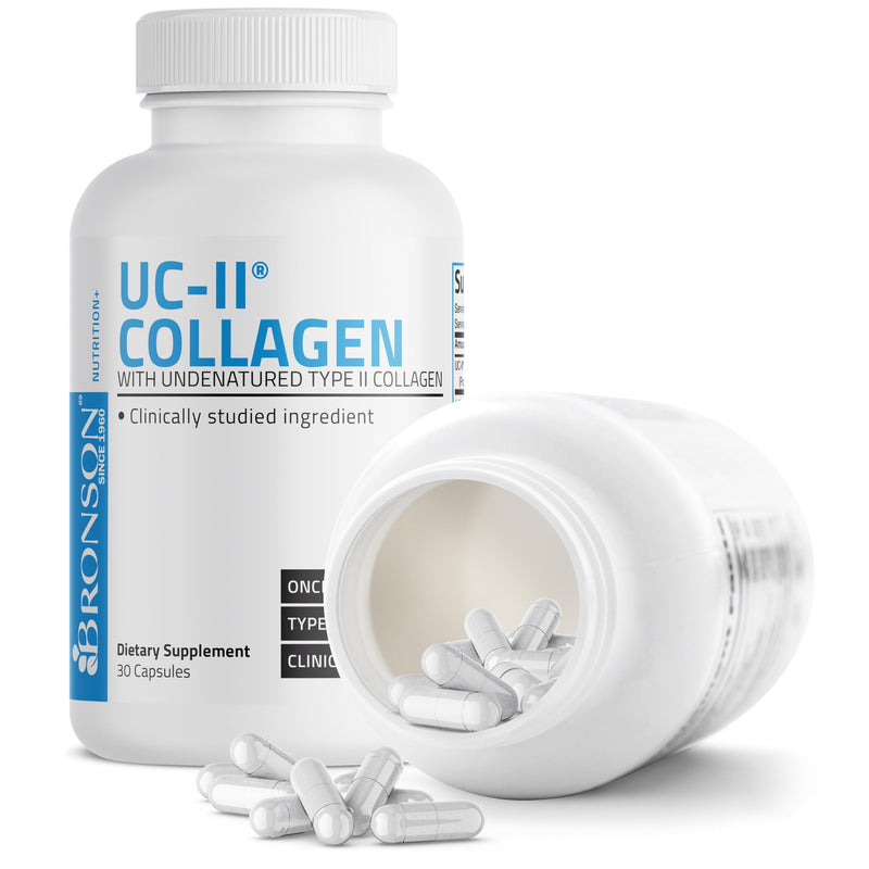 Bronson UC-II Undenatured Type II Collagen Joint Support, 30 Capsules | 40 mg UC-II Standardized Cartilage, 10 mg Total Collagen, Clinically Studied, Once-Daily