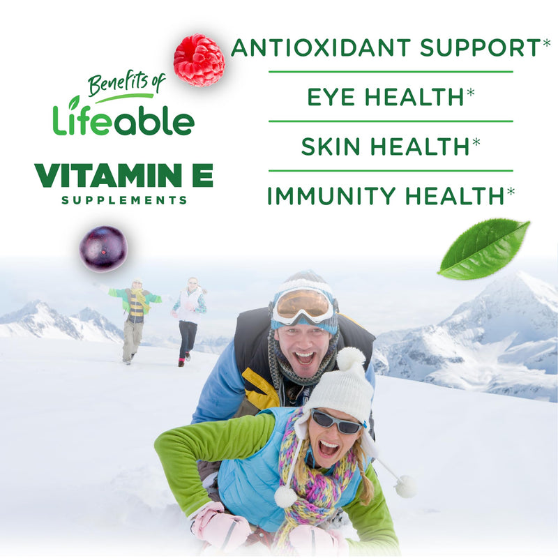 [Australia] - Lifeable Vitamin E Gummies | 400 IU | Great Tasting Vitamin E Supplements | Skin, Eye Health and Immune Function Support | VIT E for Adults, Men, Women | 90 Gummies 