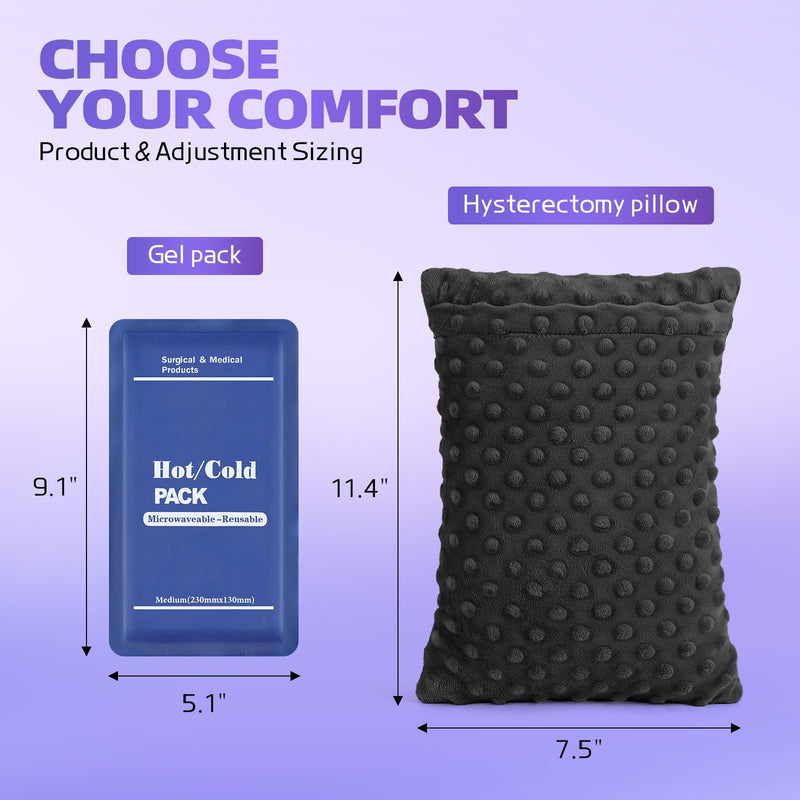 [Australia] - Hysterectomy Recovery Pillow with Hot/Cold Pack Pocket - Abdominal Surgery Recovery Pillow for Women, C-Section & Tummy Tuck Must Haves, Post Op Support Cushion (Black) Black 