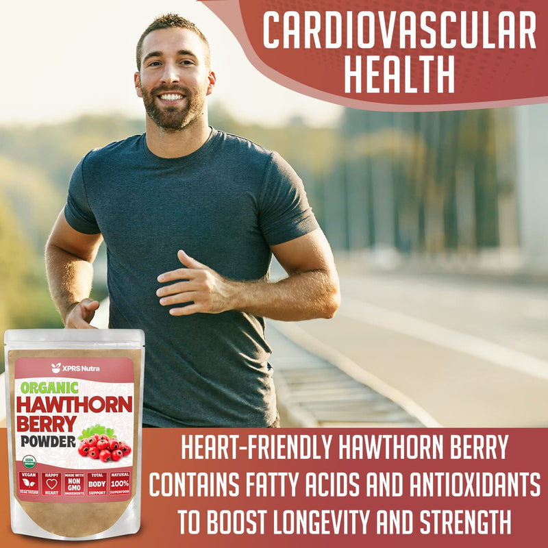 [Australia] - XPRS Nutra Organic Hawthorn Berry Powder - Premium USDA Organic Hawthorne Berry Powder for Cardiovascular Support - Vegan Friendly Hearth Health Supplement (16 Ounce) 1 Pound (Pack of 1) 