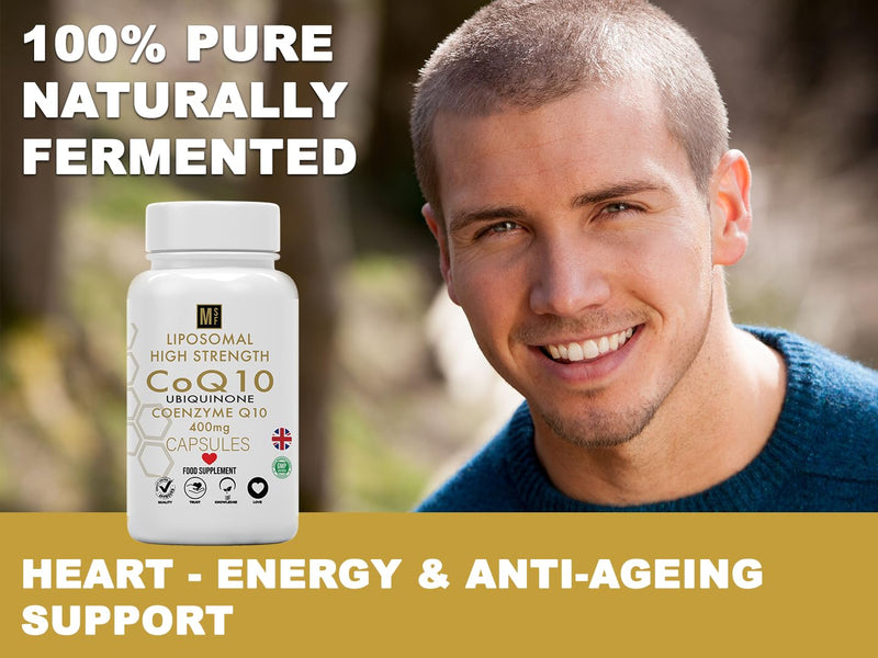 Ubiquinone Coenzyme Q10 400mg | 120 High Strength Vegan Capsules | Liposomal High Absorption CoQ10 1-A-Day Tablets | CoEnzymeQ10 Supplement | 4 Months Supply UK Company