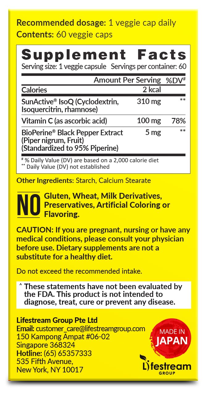 LABO Nutrition AirWayz Quercetin Respiratory & Seasonal Immune Wellness | 60 veggie capsules. 60 days' supply, Microencapsulated SunActive IsoQ quercetin with vitamin C & Bioperine black pepper