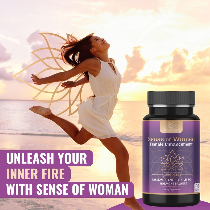 [Australia] - Sense of Women Natural Female Enhancement Pills | Female Libido Booster for Women to Increase Mood, Energy and Hormone Balance | Horny Goat Weed Maca Root Extract 60 Veggie Capsules 
