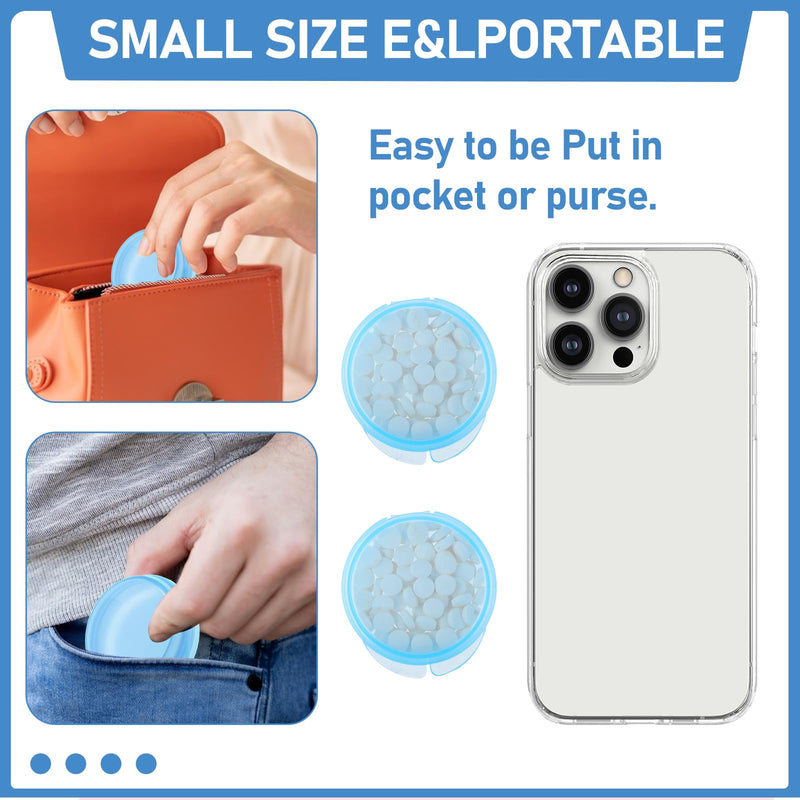 4 Pcs Mini Pill Organizer Small Pill Box Cute Portable Pill Case, 4 Blue | for Pocket Purse, Travel Storage Containers, Earplug Case, Medicine Dispenser, Vitamin Holder