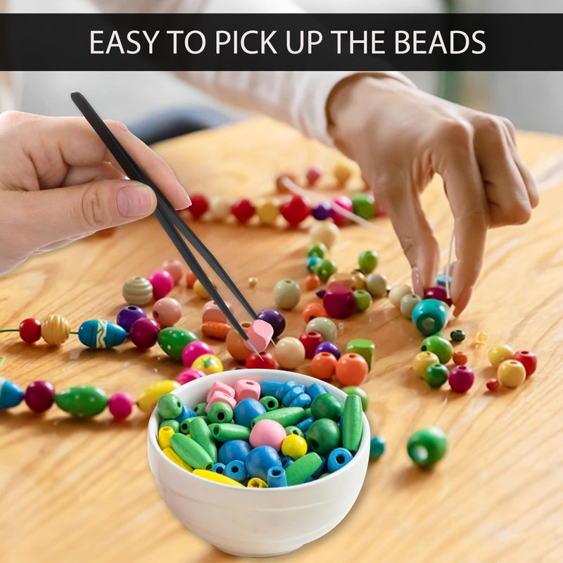 [Australia] - Tweezers Set, 5 Pieces Bead Tweezers 5 Models Stainless Steel Tweezers Anti-Static Precision Tweezers Set for Jewelry Making, DIY Crafts, Electronic Repairs, Manicure Tools (Black) 