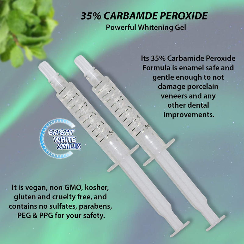 [Australia] - Bright White Smiles Teeth Whitening Kit | LED Light Activated Teeth Whitener | with 2X 5ml 35% Carbamide Peroxide Gel Syringes | Comfort Fit Mouth Tray & Case | for Home Use | Professional Results 