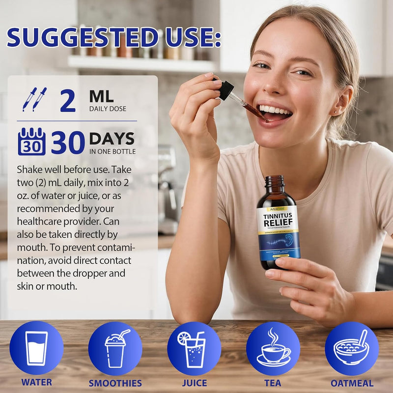 Green Hills Tinnitus Relief for Ringing Ears, Natural Ingredients Tinnitus Ear Ringing Relief, Effectively Reduce Ear Noise & Improve Hearing for Men & Women Blue 60 ML
