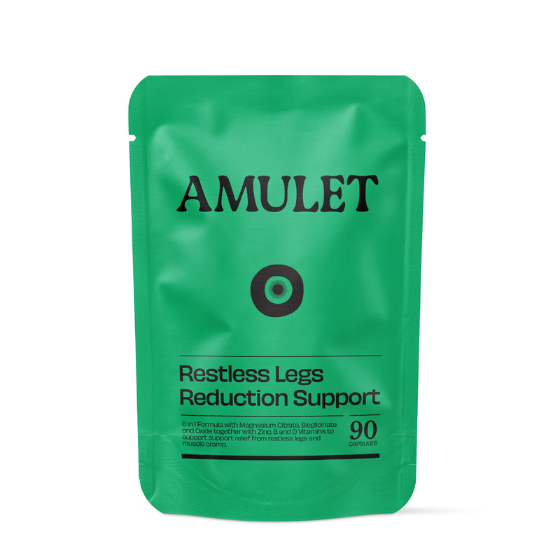 Amulet Restless Legs Relief Supplement – 1400mg Magnesium Complex with Zinc, B12 & B6 – Support for Night Leg Cramps & Restless Leg Syndrome – 90 Vegan Capsules