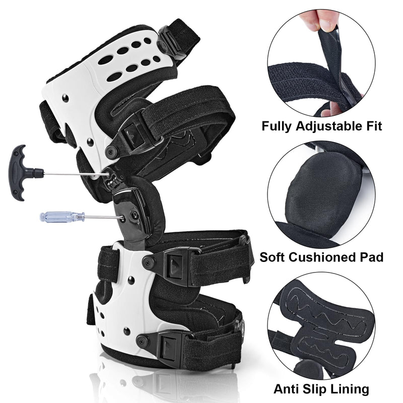[Australia] - OA Unloader Knee Brace - Arthritis Pain Relief, Osteoarthritis, Bone on Bone Knee Joint Pain, Cartilage Defect Repair, Avascular Necrosis Hinged, Degeneration (White Right) White-Right 