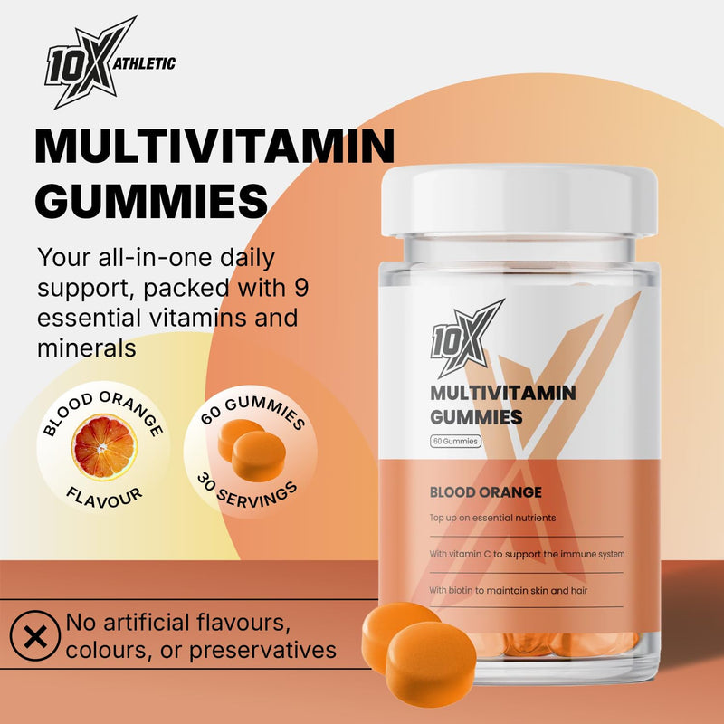 Daily Multivitamin Gummies – Blood Orange | High-Strength Vegan Vitamin | 9 Essential Vitamins & Minerals | Hair, Skin & Nails, Immune Support & Energy Boost | 60 Gummies