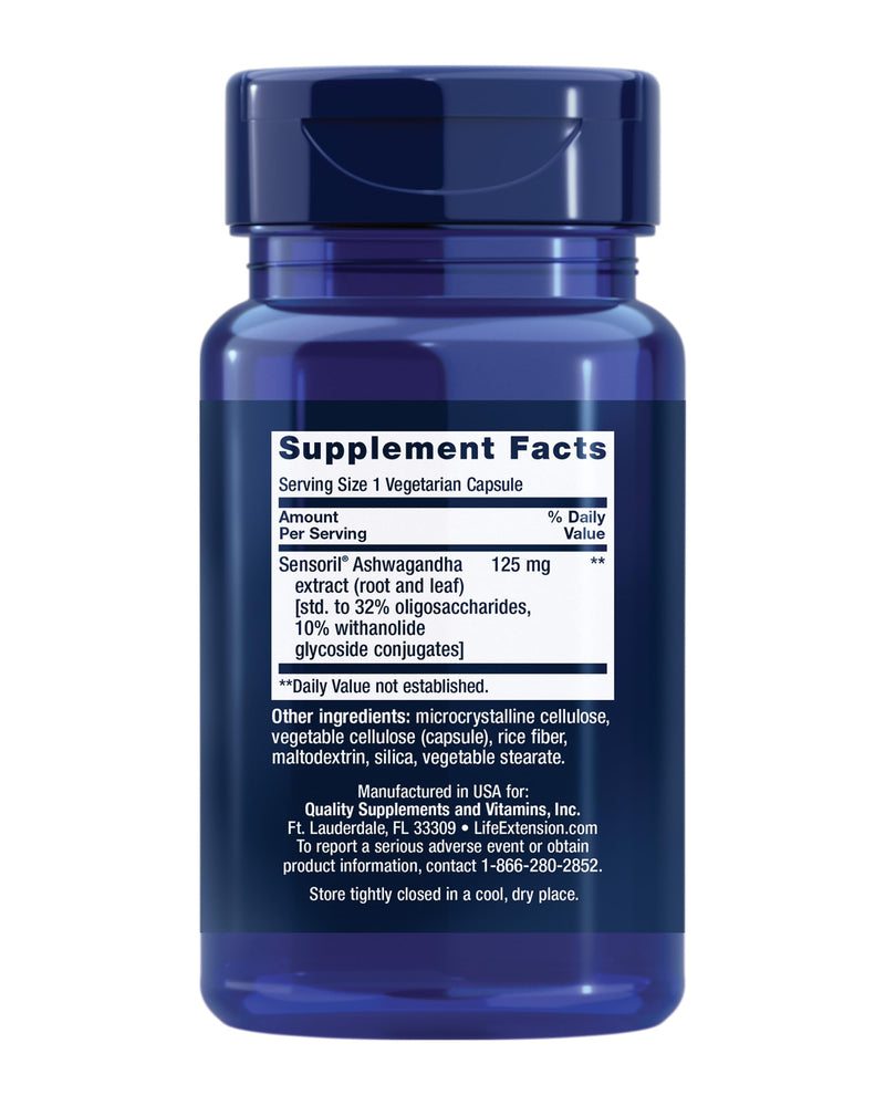 Life Extension Vitamin D3 5000 IU, Ashwagandha - Stress Relief, Focus, Memory, Mood Support - Non-GMO Supplement Bundle 60 Count (Pack of 1) Vitamin D3 + Herbal Supplement, 00888