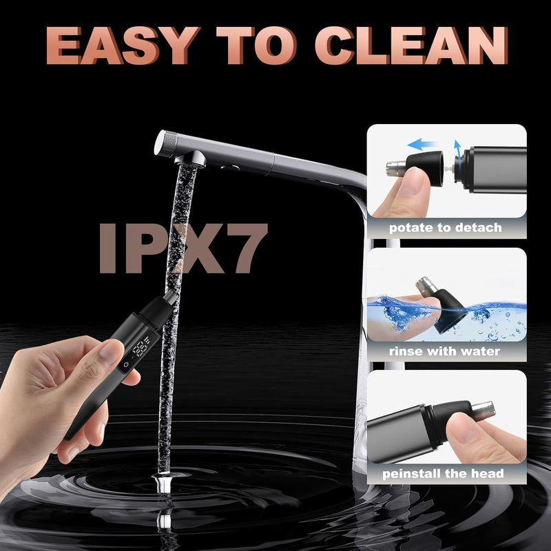 Ear Nose Hair Trimmer for Men Women–2024 Nose Trimmer Clipper Pro-15,000 RPM Motor with 3 Speed and LED Display, Hair Trimmer Set with Dual Edge Blades, IPX7 Waterproof, Type C Rechargeable