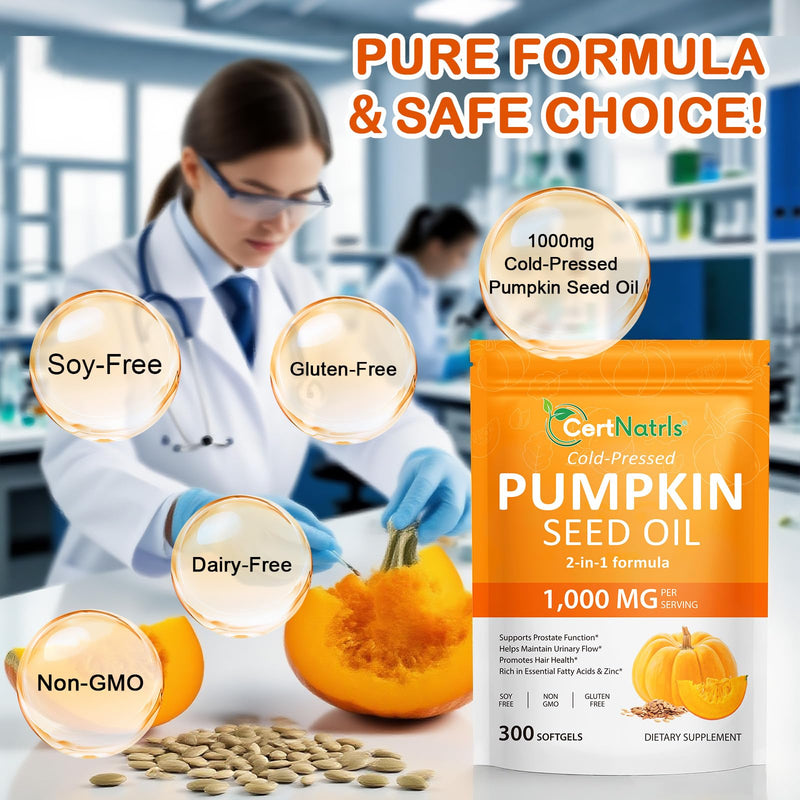 [Australia] - Pumpkin Seed Oil Capsules,2 in 1 Pumpkin Seed Oil with Saw Palmetto, Supplements Supports Hair Growth, Bladder & Prostate Health | Non-GMO 