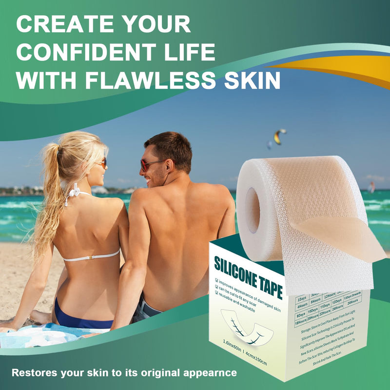 [Australia] - Silicone plaster for scars, professional scar plaster, reusable (4cm x 150cm) 4cm x 150cm 