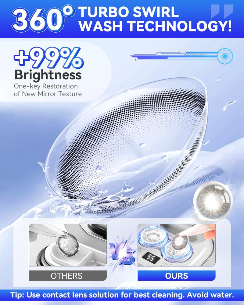 [Australia] - 2025 Upgraded Ultrasonic Contact Lens Cleaner„Äê50KHz Germany Super Motor„Äë„ÄêTop1 Intelligent Chip-Smart Modes„Äë Gentle Cleaning & 99% Brightness, Portable Soft Contact Lens Care Tools Home Travel (Grey) Grey 