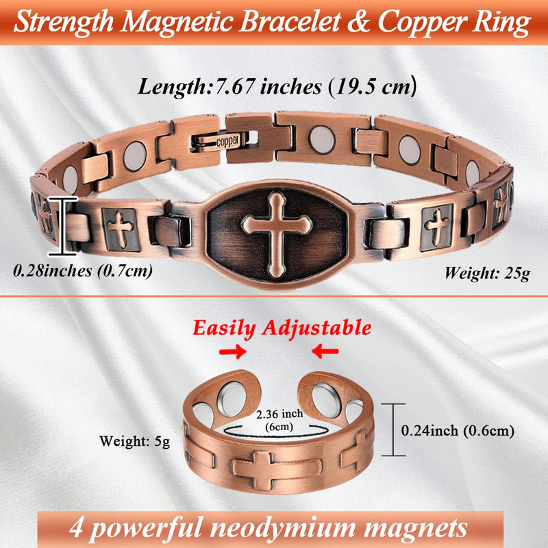 [Australia] - Copper Bracelet for Women, Magnetic Bracelets for Women with Ultra Magnets, Pure Copper Adjustable with Sizing Tool (Cross) Cross 
