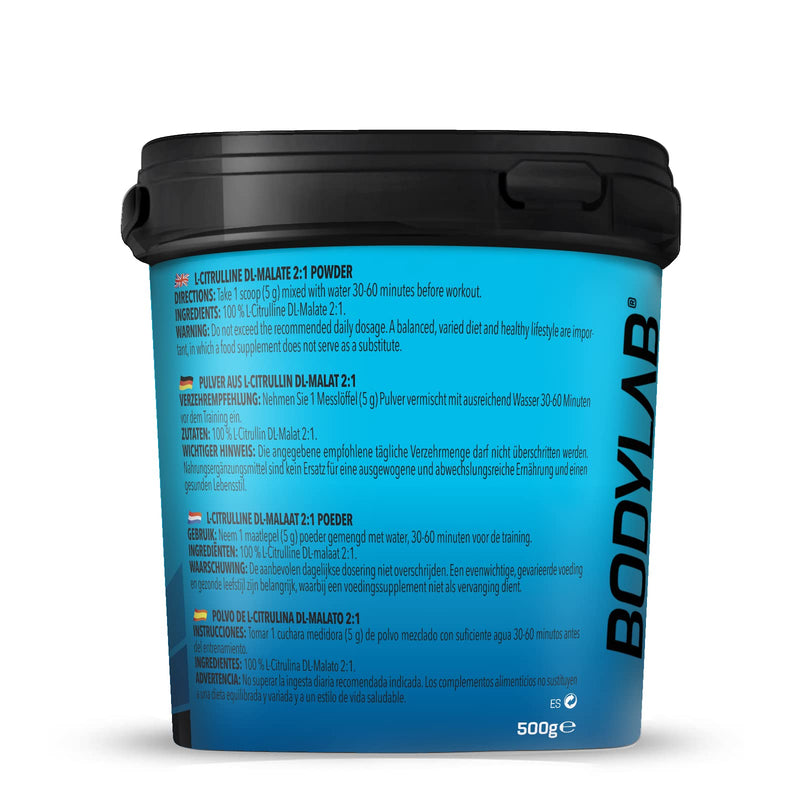 [Australia] - Bodylab24 L-Citrulline Malate 500g, 5g L-Citrulline Malate per daily dose, citrulline malate formula in a ratio of 2:1, perfect for high-intensity workouts, tasteless powder 