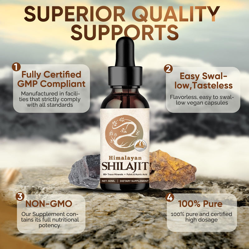 [Australia] - Shilajit Original Drops | Natural Himalayan Shilajit | Enriched with 60% fulvic acid, 85+ minerals, vegan | Easily absorbable | 60ml 60ml (pack of 1) 