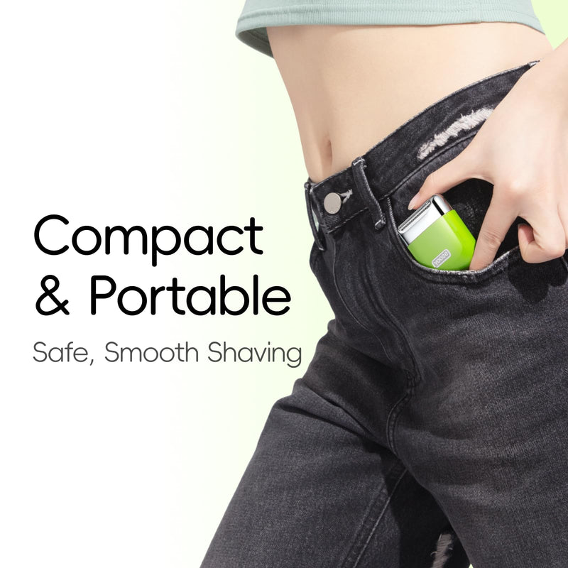 yoose Electric Razors for Women, IPX7 Alloy Body Bikini Trimmer for Women (USB-C, Trimmer Comb, Multi Shaving Modes), Portable Size, Cyber Green