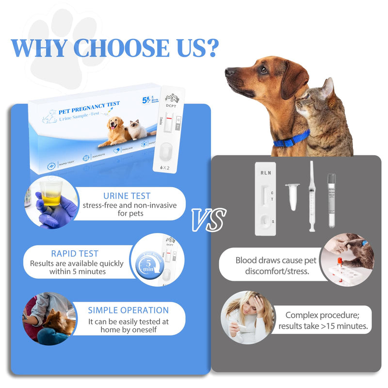 At-Home Dog & Cat Pregnancy Test - 99% Accurate Early Detection. Simple Urine Test Gives Rapid Results in Just 5 Minutes. Painless & Easy Pregnancy Check for Dogs and Cats