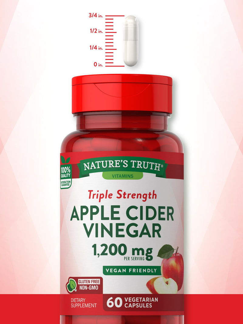 [Australia] - Nature's Truth Apple Cider Vinegar Vegan Capsules | 1200mg | 60 Veggie Pills | Extra Strength | Vegan, Non-GMO and Gluten Free Supplement 