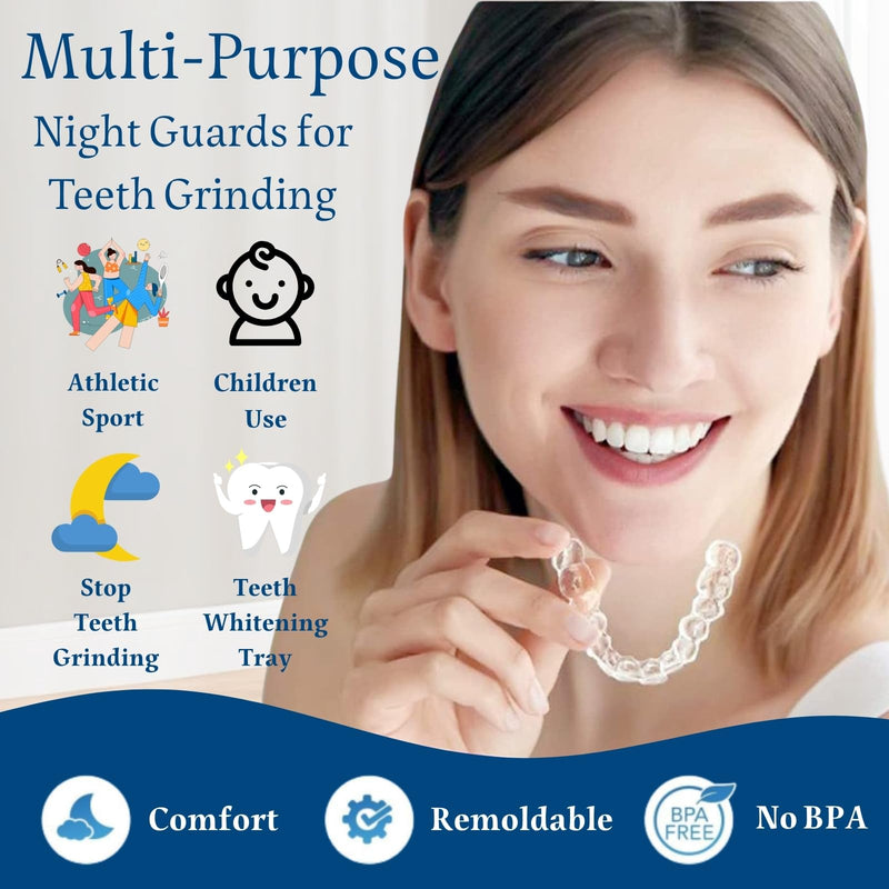 [Australia] - Mouth Guard for Clenching Teeth at Night, 4 Pcs Night Guards for Teeth Grinding, Professional Dental Guards for Grinding Teeth, Moldable Mouthguards for Grinding of Teeth, Teeth Grinding Guard Matte White 