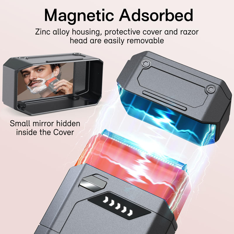 [Australia] - Foil Electric Shaver for Travel USB-C Fast Charging, IPX7 Waterproof Cordless Razor, Portable Face Shaver with Travel Case & Replacement Head, Compact Men’s/Grooming Design Black 