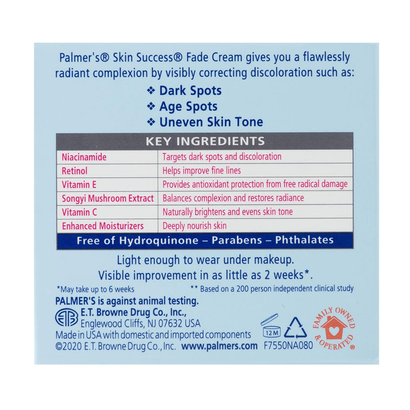 Palmer's Skin Success Anti-Dark Spot Fade Cream with Vitamin E and Niacinamide, for All Skin Types, 2.7 Ounce (Pack of 2)