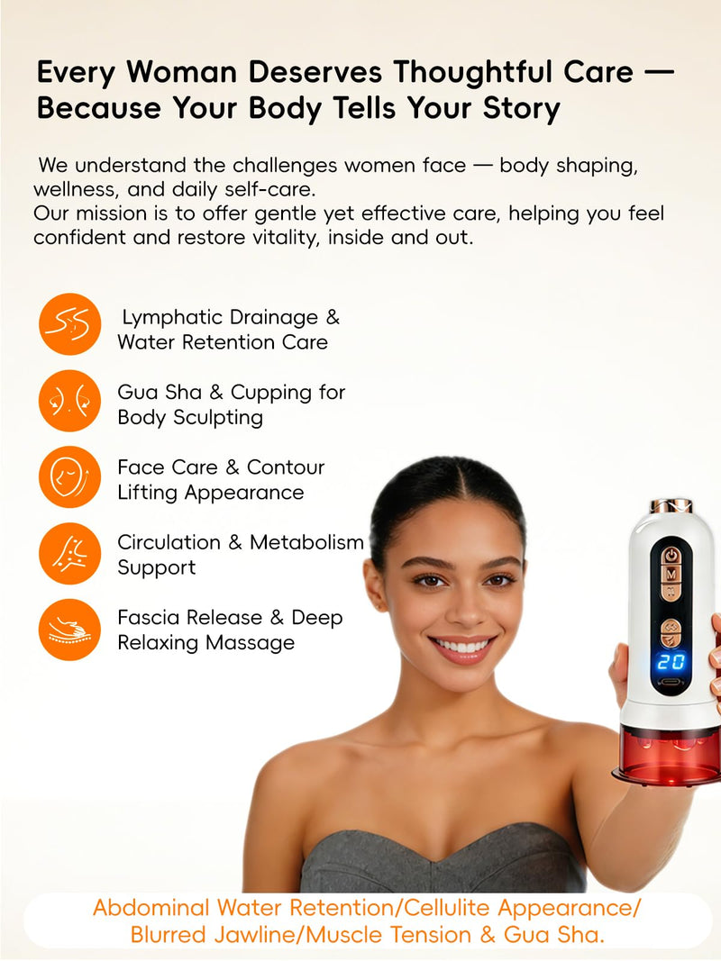 5-in-1 Body Sculpting Machine – Gua Sha & Cupping Vacuum Massage Device, Lymphatic Drainage Massage, Anti-Cellulite Tool & Skin Firming Care for Face, Belly, Arms, Legs, Waist & Love Handles