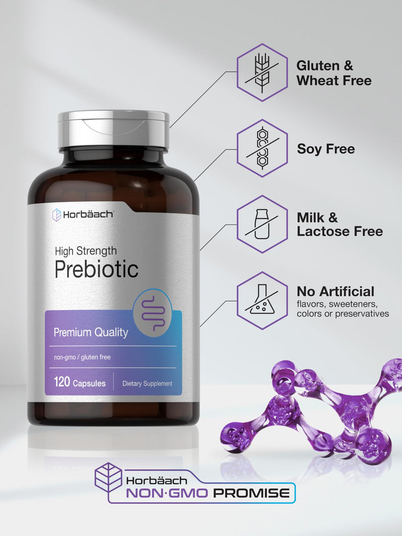 [Australia] - Horb√§ach Prebiotic for Men and Women | 120 Powder Pills | High Strength & Premium Quality Supplement | Non-GMO & Gluten Free Quick Release Capsules 
