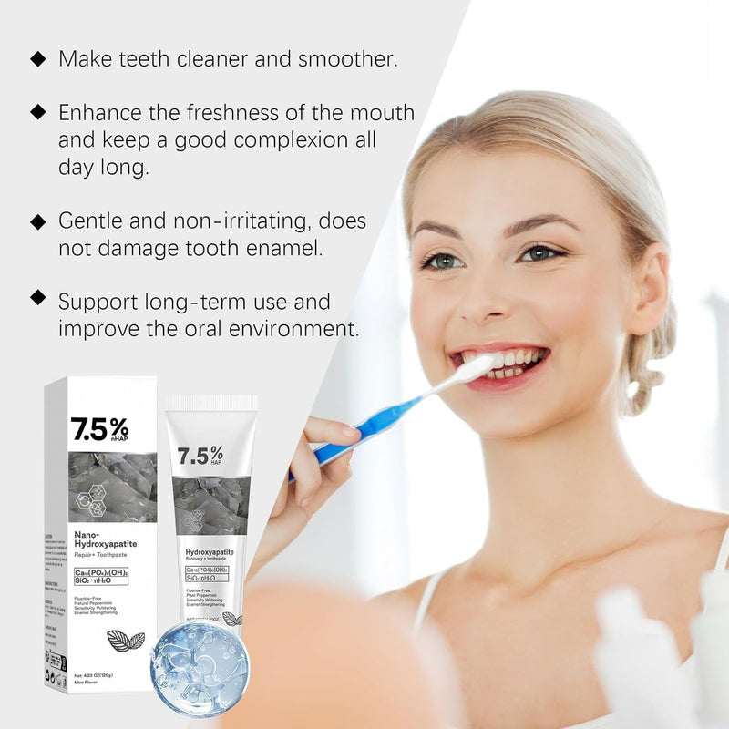 Hydroxyapatite Toothpaste for Advanced Enamel Protection, Gentle and Effective Formula, Fresh Breath, Deep Cleaning Care Toothpaste,Suitable for Sensitive Teeth (2) 2