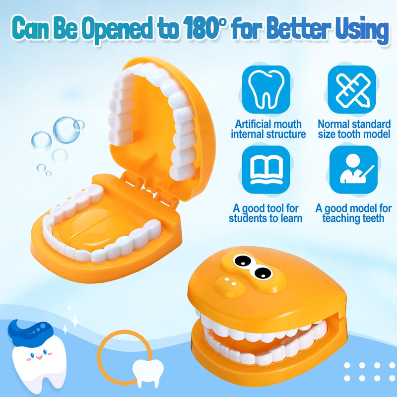 Skylety 2 Set Dentist Kit for Kids Dentist Play Set Dental Teeth Model with Toothbrush Child Dental Educational Card Standard Size Fake Brace Demonstration Teaching for Children Student (Cute Style) Cute Style