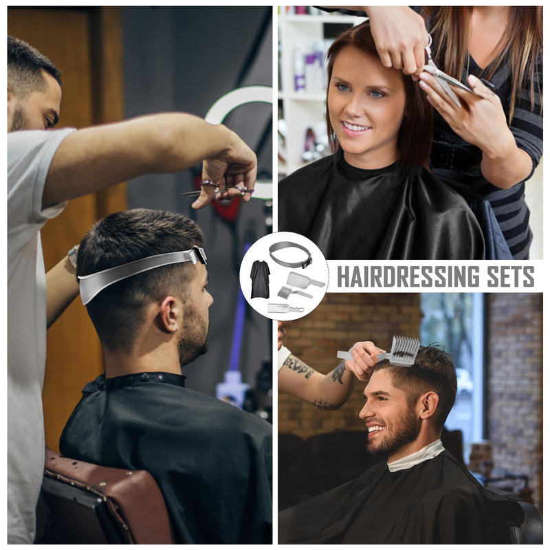 [Australia] - Hair cutting comb transition, pack of 5 hair cutting aid with hairdressing cape, adjustable hair cutting template, fade comb, silicone hair cutting band, hair cutting 