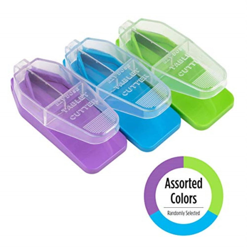 [Australia] - EZY DOSE Pill Cutter and Splitter, Safely Cuts Large, Small and Tiny Pills, Vitamins, Tablets in half, Accurate Easy Cutting, Stainless Steel Blade, Travel Sized, Easy to Use, Color May Vary, BPA Free Standard 