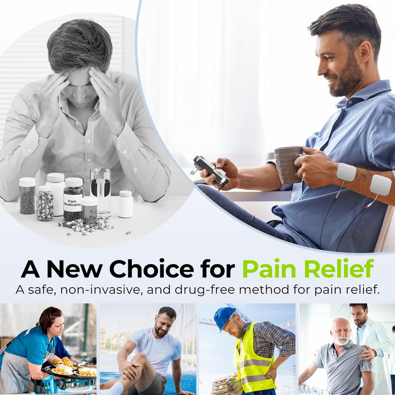 AUVON 4-Channel Digital TENS Unit Muscle Stimulator, Customizable 8 Modes | Rechargeable TENS Machine with 16 Premium TENS Pads, Drug-free for Neck, Shoulder, Back, Sciatica Pain Relief, A Carry Case