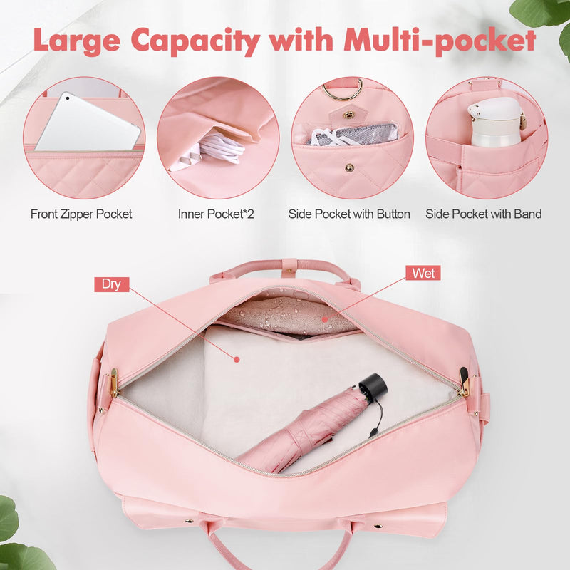 Toiletry Bag with Jewelry Organizer Compartment + Large Weekender Bag for Women with Shoe Compartment