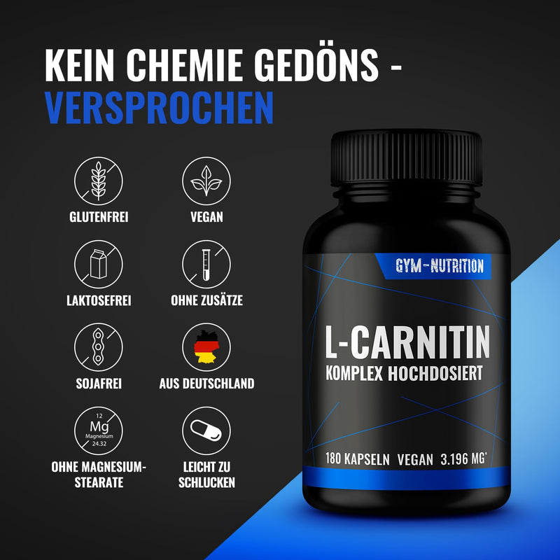 [Australia] - L - CARNITIN Triple Complex 3196mg 180 capsules ultra high dosage - L-carnitine tartrate, acetyl-L-carnitine black pepper - quality - vegan - new formula 