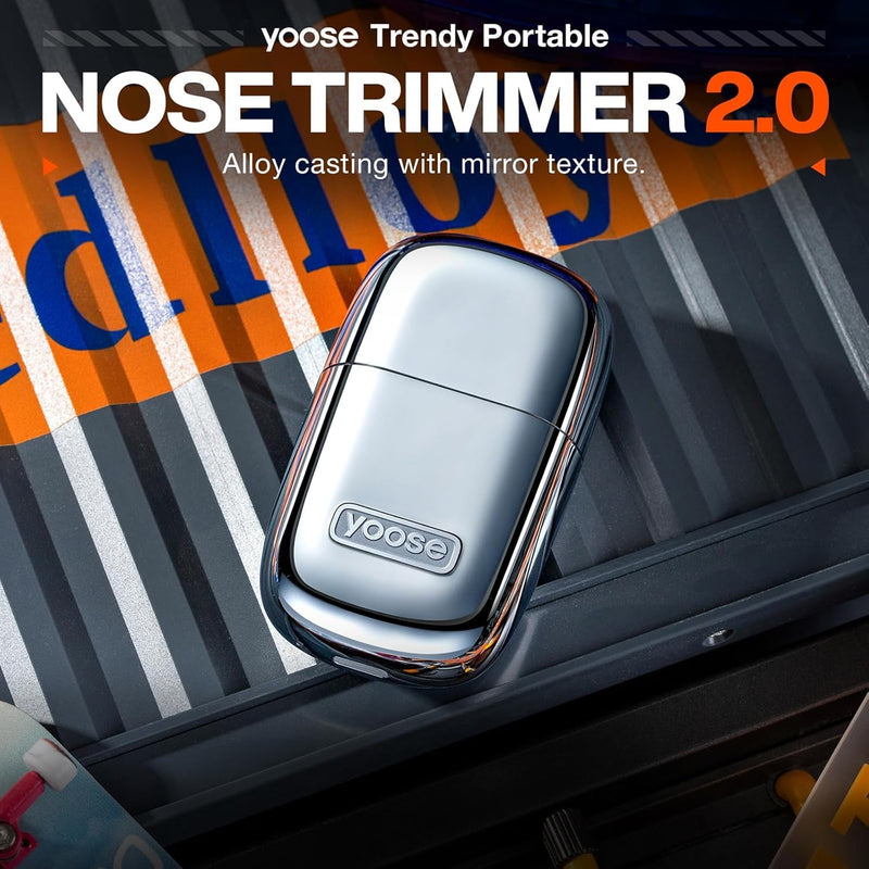 [Australia] - yoose nose hair trimmer for men made of alloy, painless nose hair remover, IPX7 waterproof nose hair trimmer with super quiet 10,000 RPM and rustproof double cutting blades, Type-C rechargeable silver 