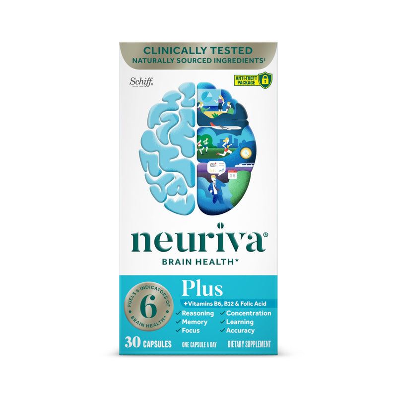 NEURIVA Plus Brain Supplements for Memory and Focus, Clinically Tested Nootropics Neurofactor and Phosphatidylserine, with Vitamin B12, Vitamin B6 and Folic Acid, 30 Count Capsules | Brain Supplements for Memory and Focus, Phosphatidylserine, Vitamin B...