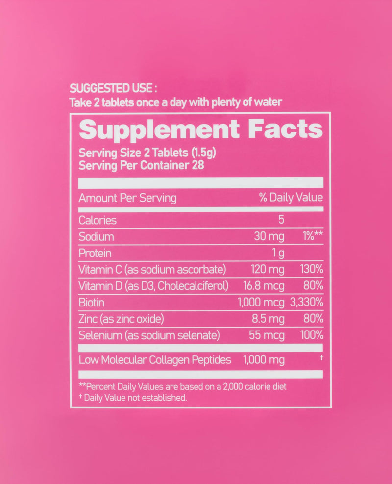 in&UP Biotin Cell | Korean Collagen and Biotin Multi Vitamin Supplements | Korean Supplements with Marine Collagen Peptides for Skin, Nail and Hair Health | 56 Tablets