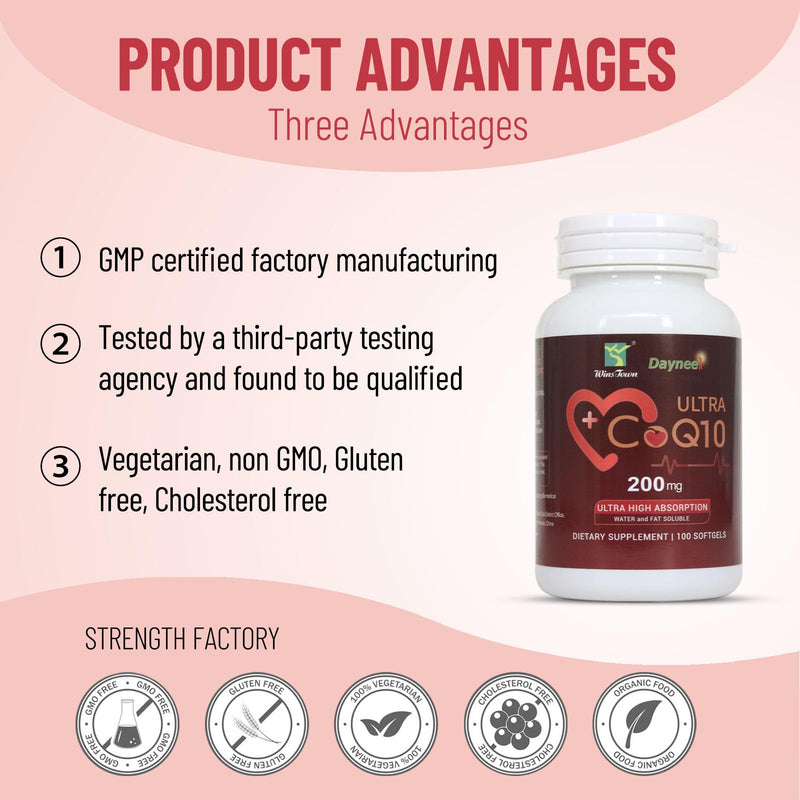 Ultra CoQ10 Ubiquinol Softgels 200mg, 100 Count | High-Absorption CoQ10 Supports Heart, Cellular Energy & Antioxidants, Water & Fat Soluble, Ideal for Seniors & Active Adults