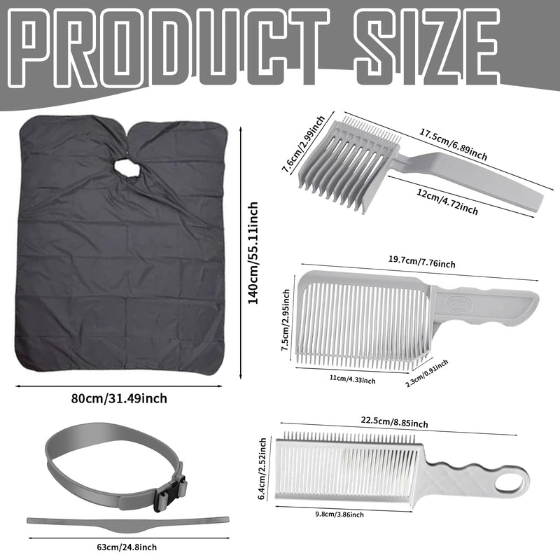 [Australia] - Hair cutting comb transition, pack of 5 hair cutting aid with hairdressing cape, adjustable hair cutting template, fade comb, silicone hair cutting band, hair cutting 