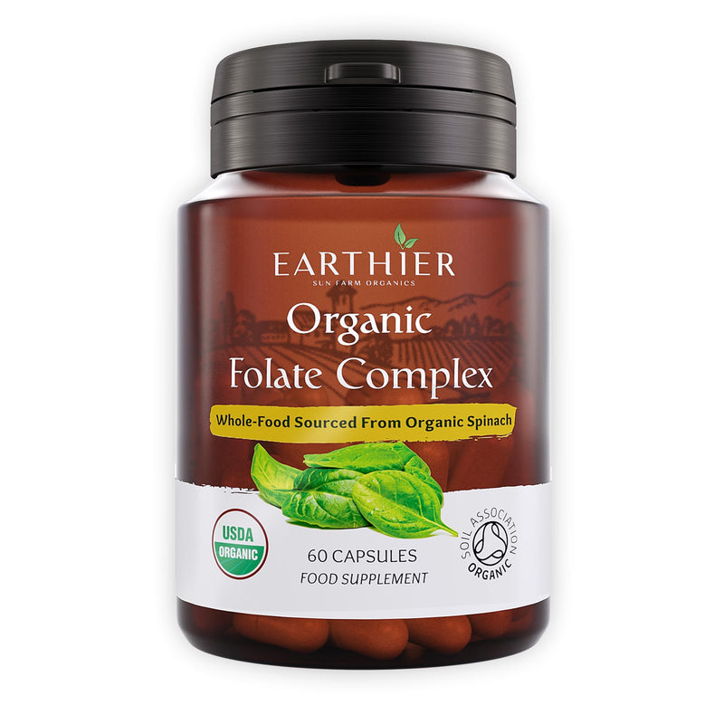 Organic Folate 100% Plant Based from Whole Foods - Certified Organic by Soil Association - 2 Month Supply – Vegan