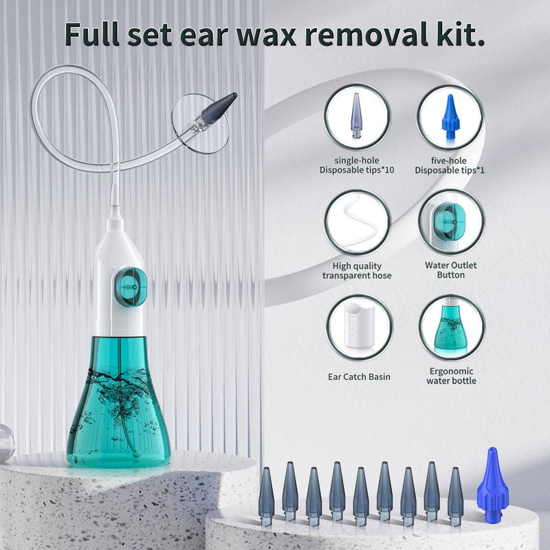 [Australia] - Ear Wax Removal, Ear Cleaner, Ear wax Removal Kit, Manual Ear Irrigation Flushing System, Ear Cleaning Kit, Safe and Effective to Clean Ear Built Up Wax Green 