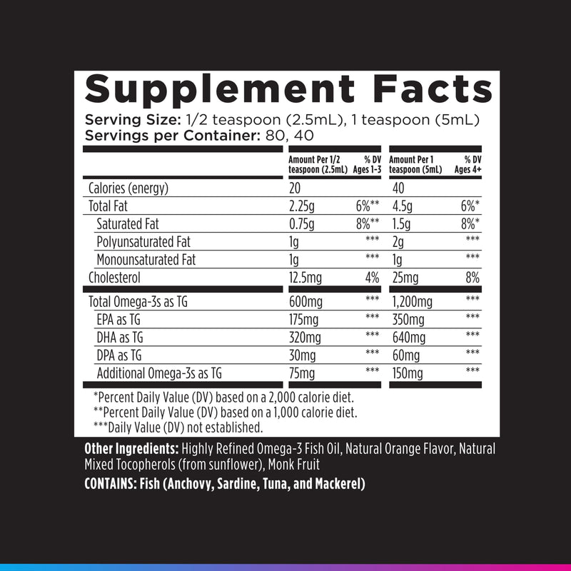 Livingood Daily Liquid Omega 3 Fish Oil, EPA & DHA Supplement, 200ml | TG Fish Oil, Heart Joint Brain Support, Fast Absorbing, Non GMO, Gluten Free, Made in USA, Orange Flavor, 80/40 Servings
